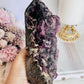 Absolutely Incredible Large Chunky 17cm Natural Druzy Purple Root Fluorite Tower