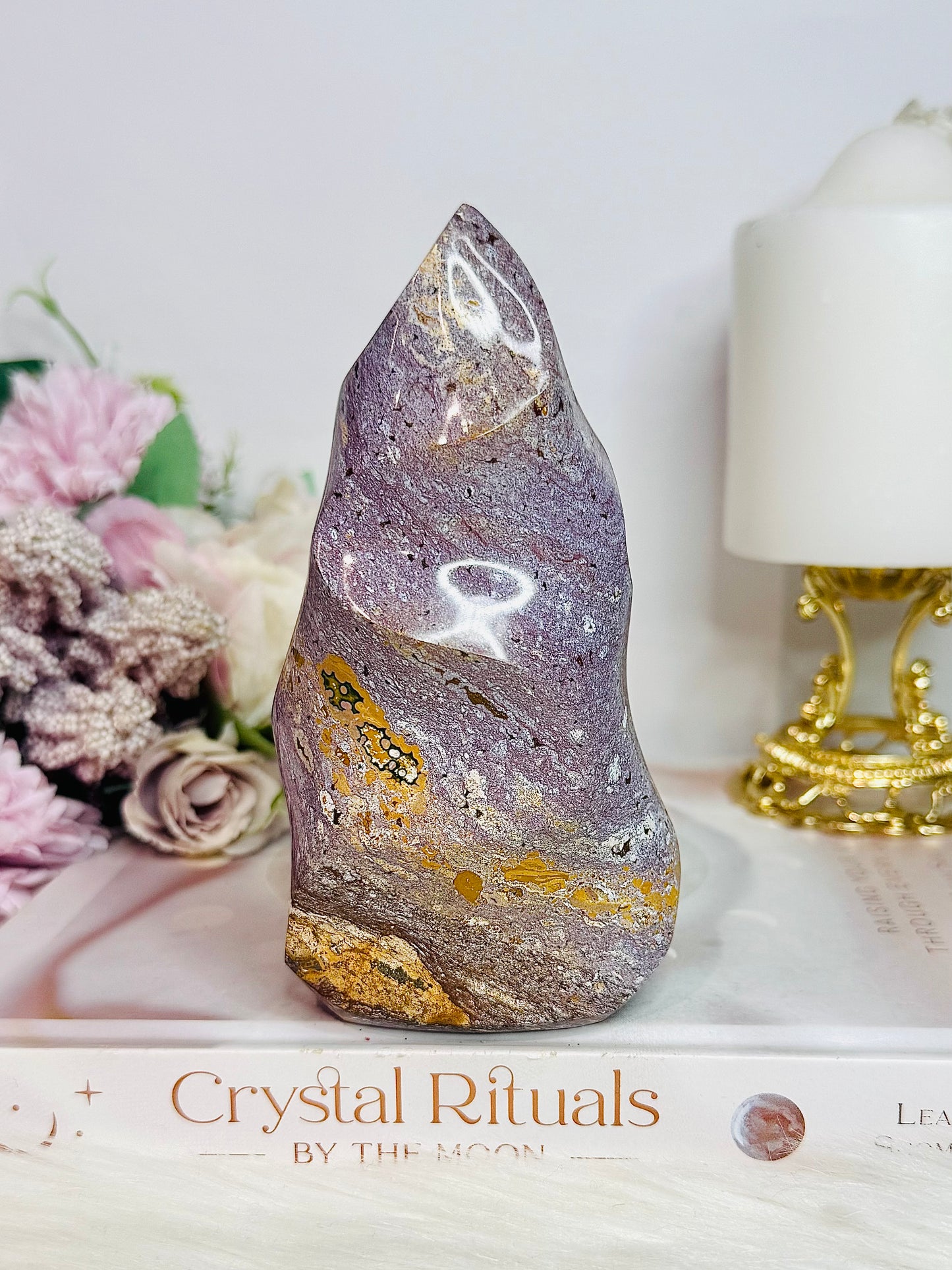 Large Purple Ocean Jasper Carved Flame 540g