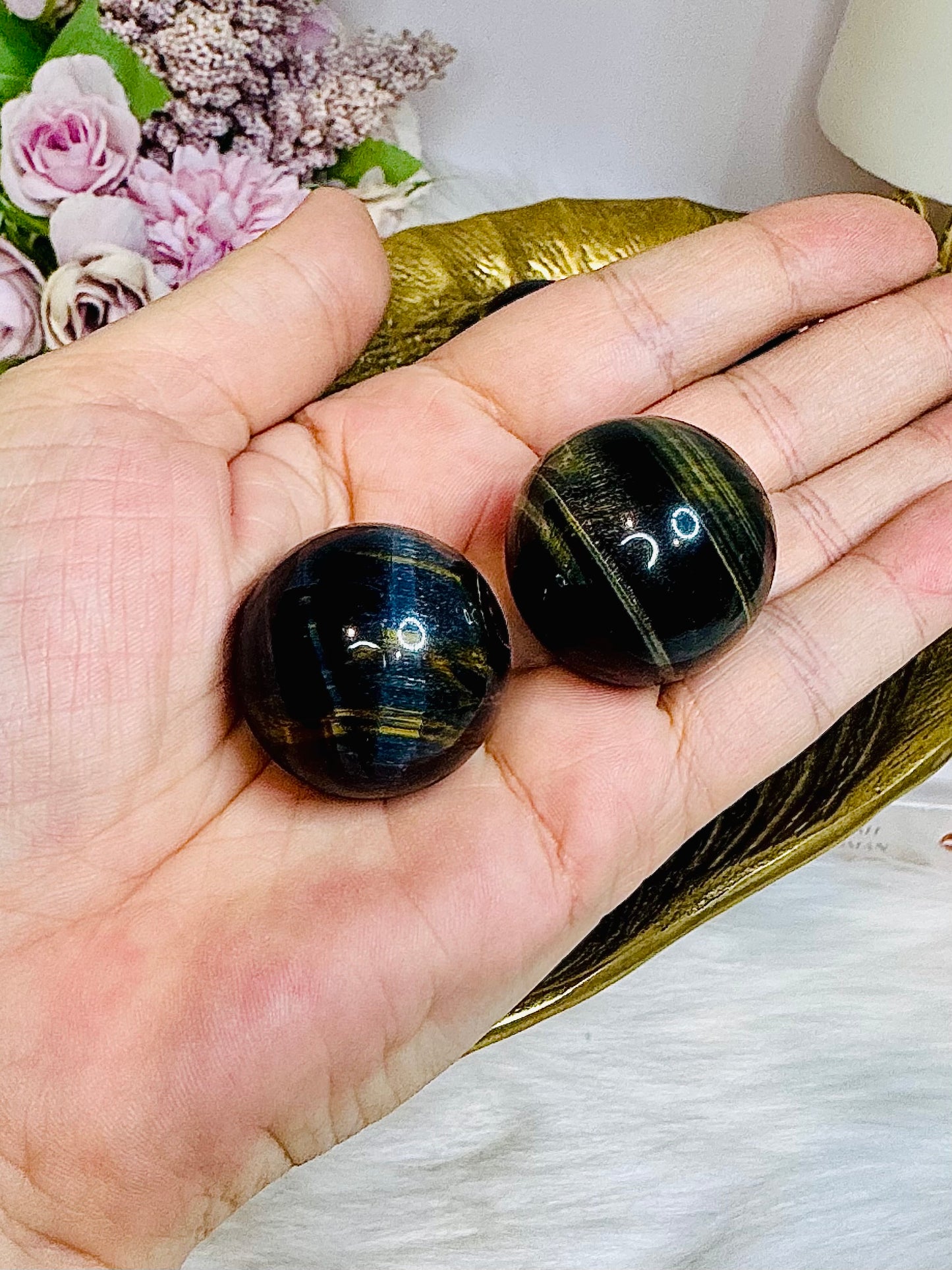 Rare Blue Flash Tigers Eye Small Spheres $15 each