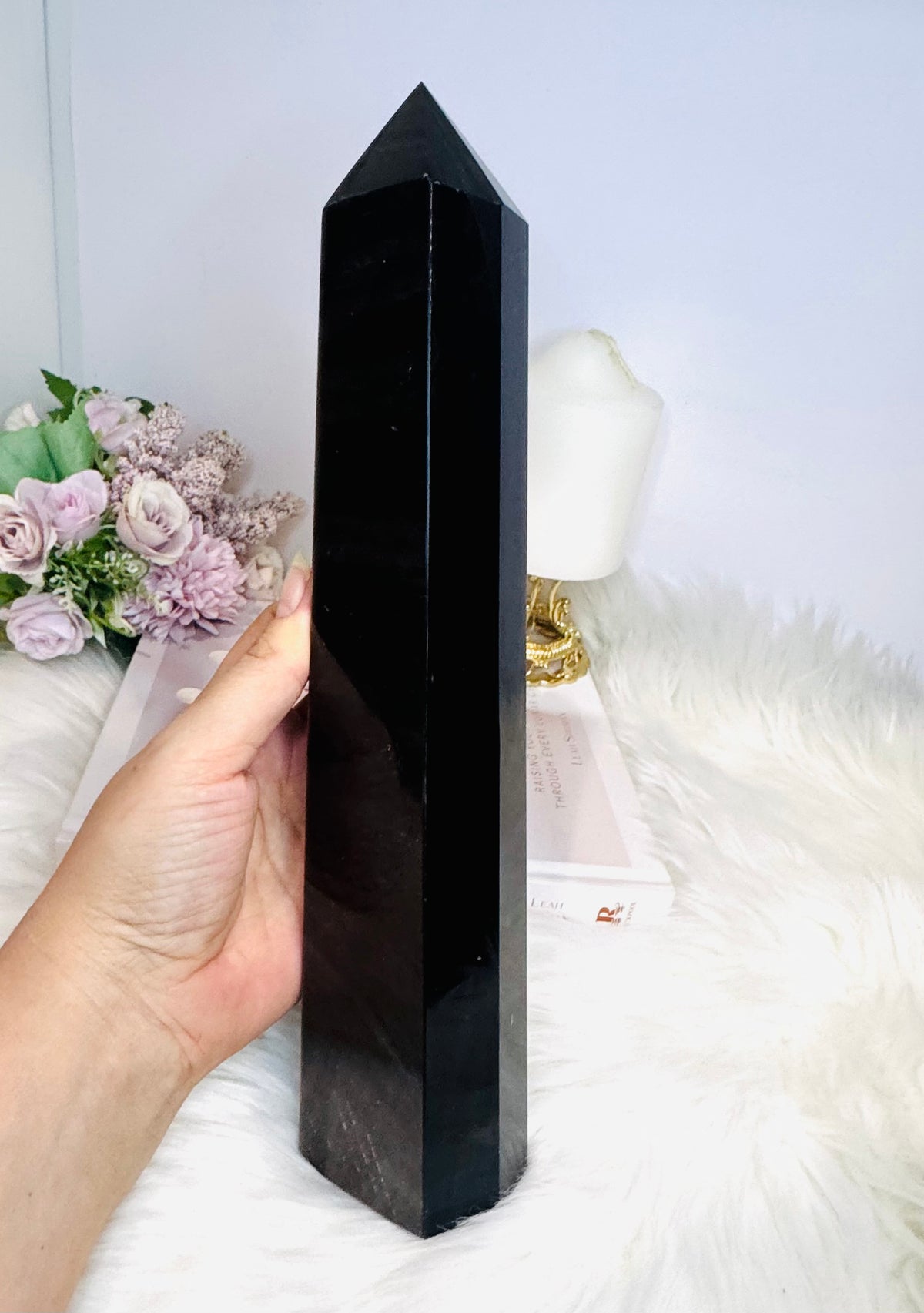 Huge Silver Sheen Obsidian Tower 28.5cm 1.1KG
