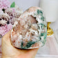 Natural Pink Amethyst Large Druzy Base Cut Cluster with Green Jasper Inclusions 673g