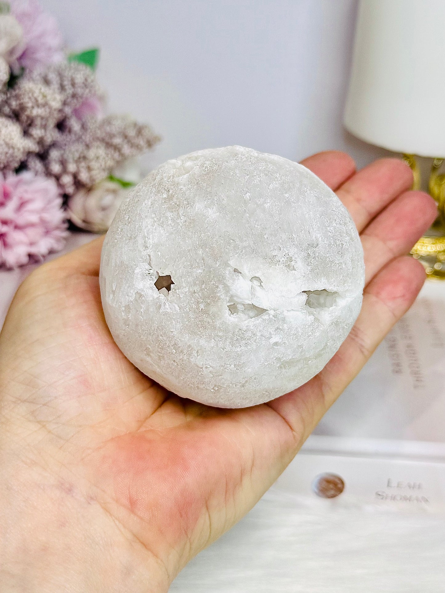 Large Moroccan Quartz Druzy Sphere On Stand 401g