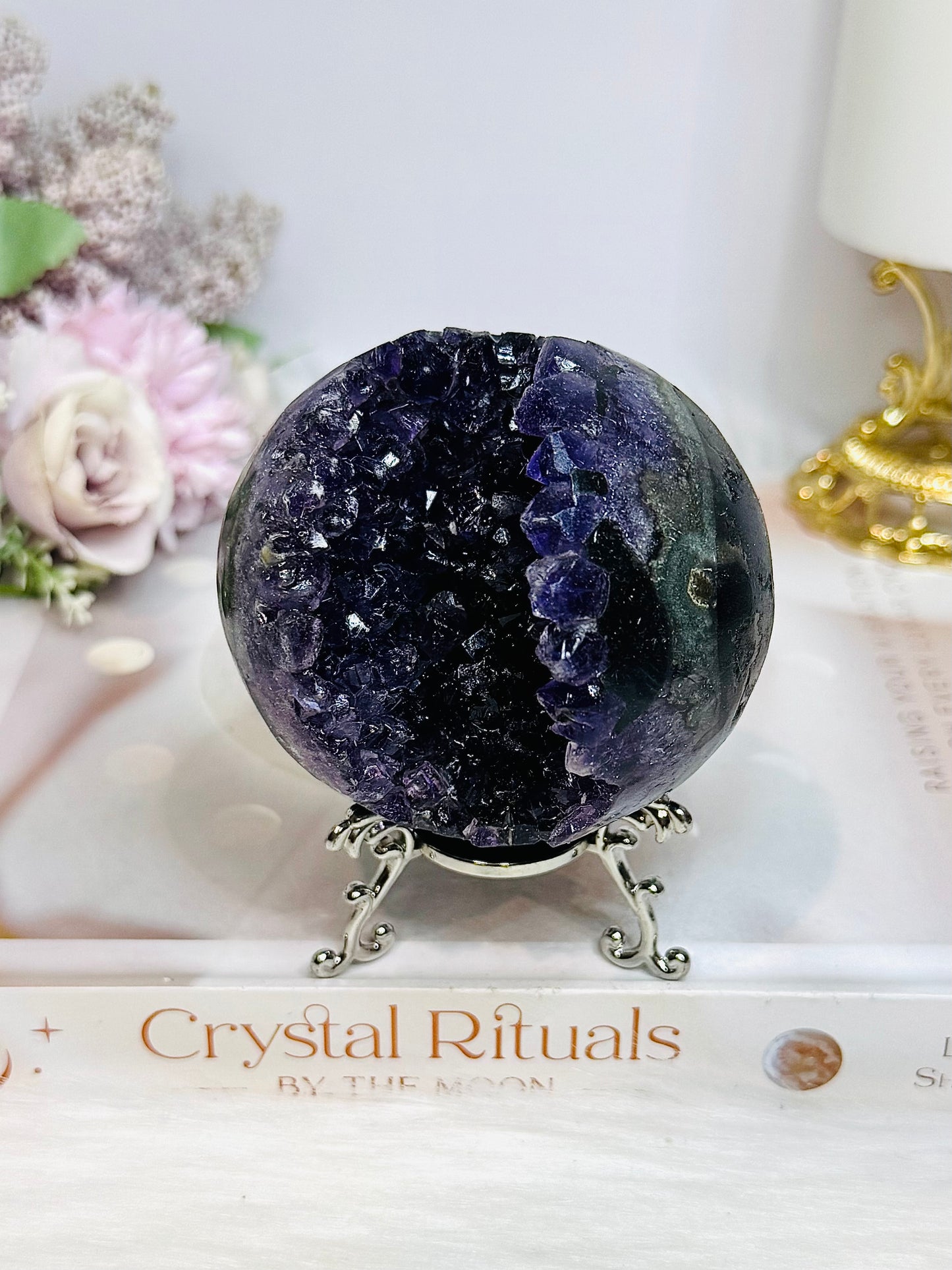 Large Druzy Amethyst Sphere on Stand 386g