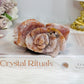 High Grade Flower Agate Carved Rose on Stand 8.5cm