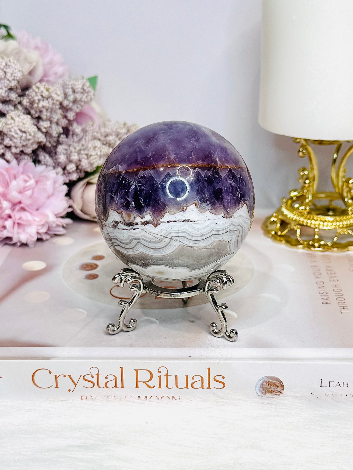 Large Crazy Lace Agate Sphere on Stand 378g