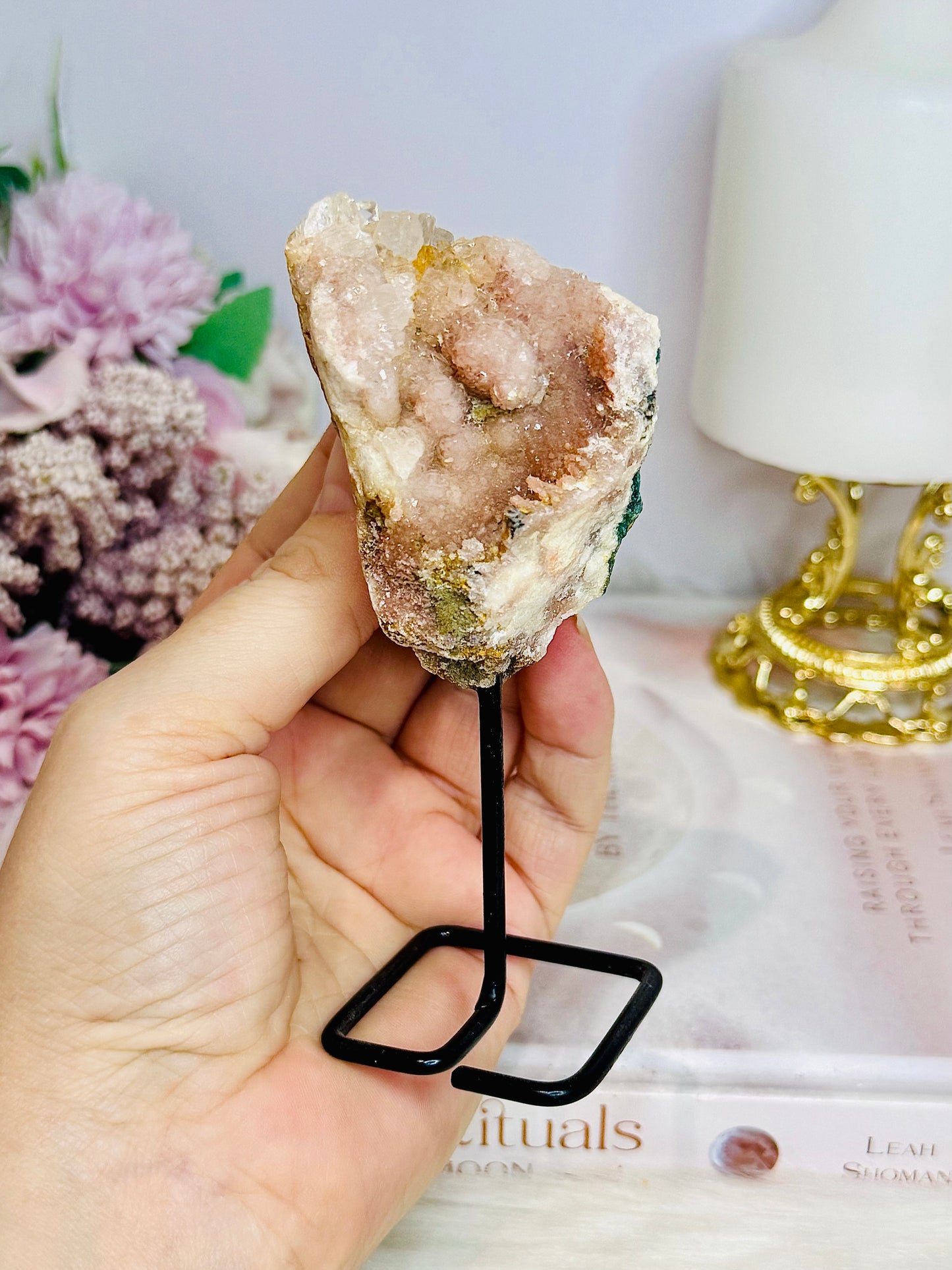Natural Pink Amethyst Geode On Stand 12.5cm