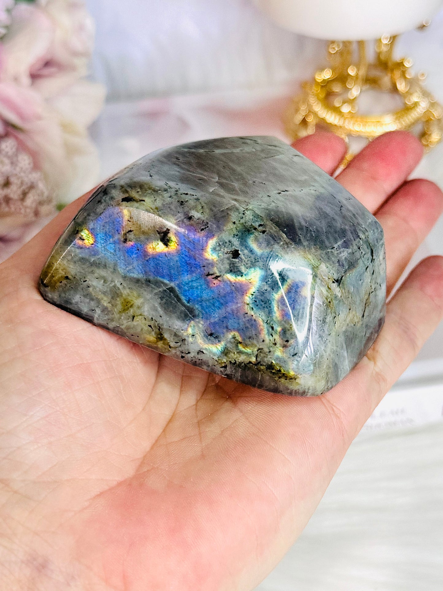 Wow! Incredible Pink, Purple & Orange Flash Natural Labradorite Polished Freeform 324grams