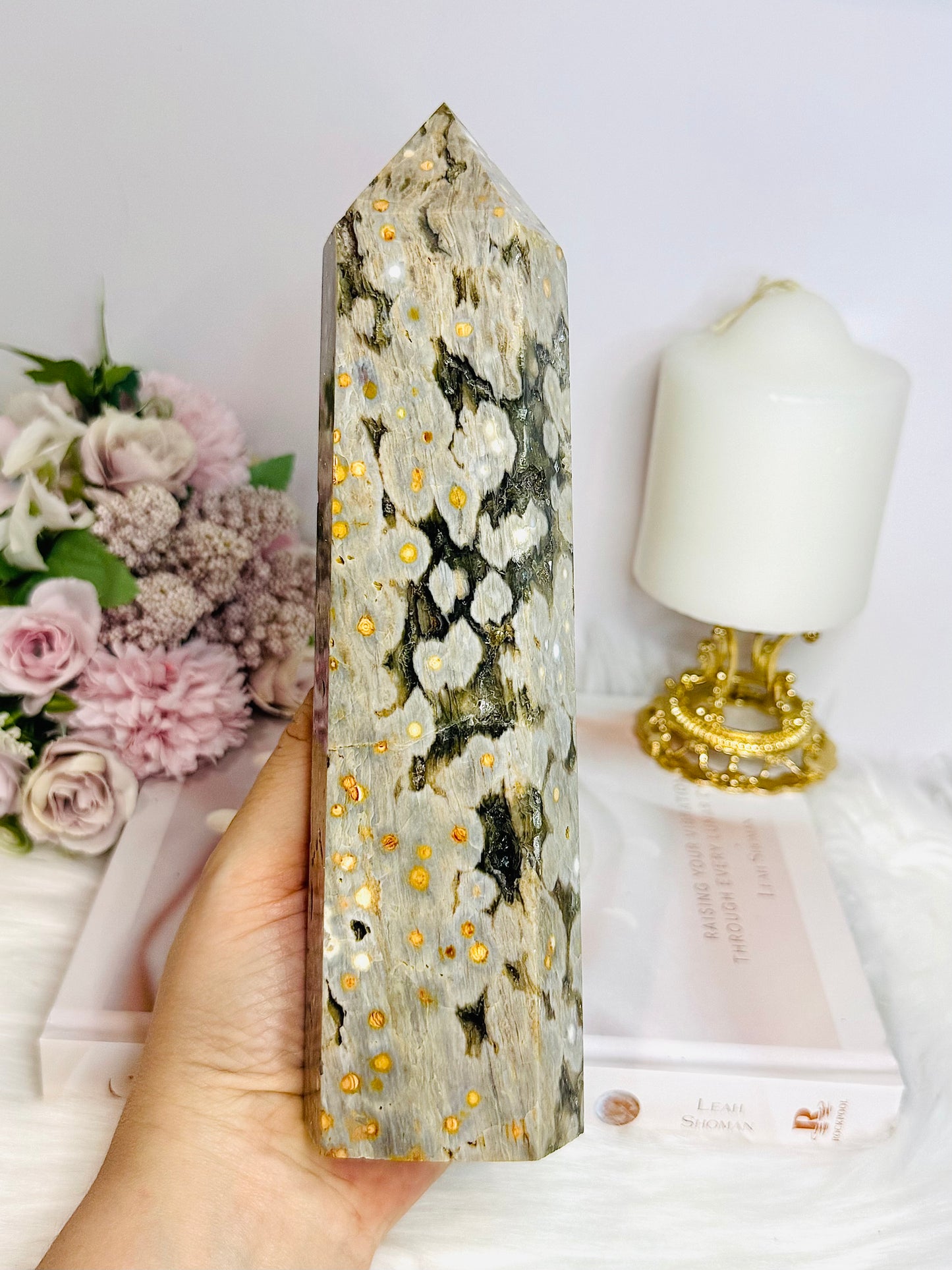 Large Ocean Jasper Druzy Tower 21.5cm 971g
