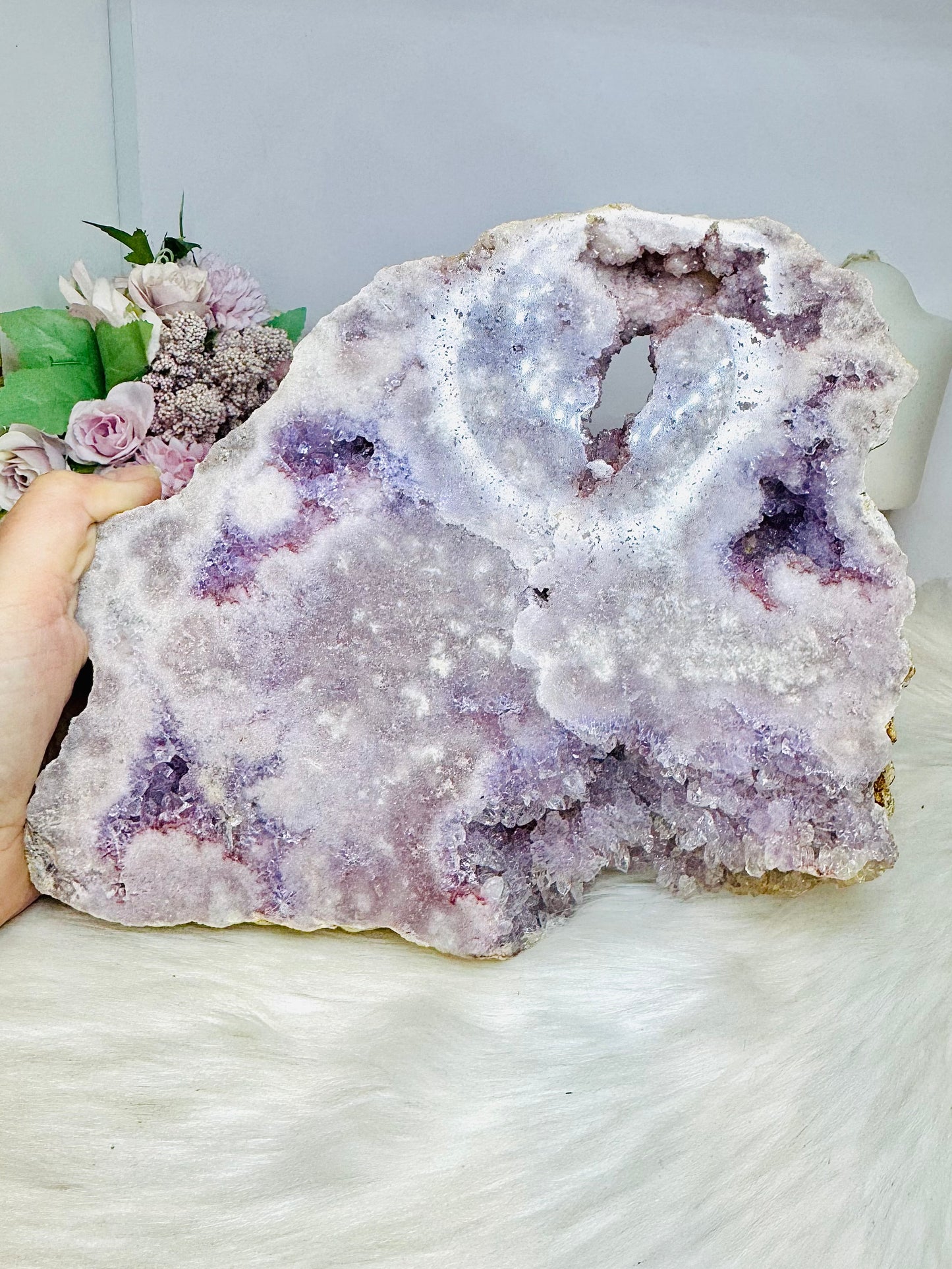 High Grade Pink Amethyst Large Druzy Slab 21.5cm 2.4KG