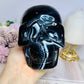 Huge Black Striped Agate Carved Skull 1.85KG 13cm
