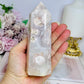 High Grade Flower Agate Druzy Tower 13cm