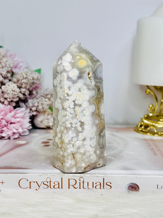 Green Flower Agate Chunky Druzy Tower 10.5cm 282g