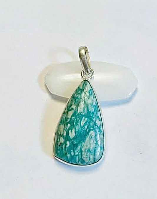 Sterling Silver 925 Amazonite Pendant in Gift Bag