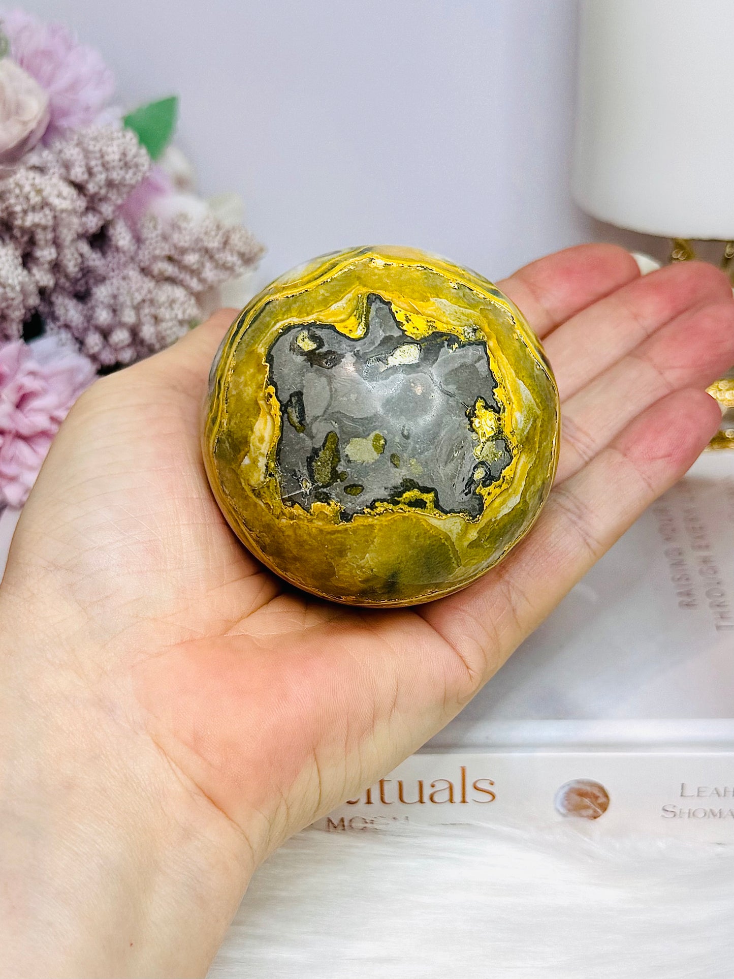 Large Bumblebee Jasper Sphere on Stand 383g