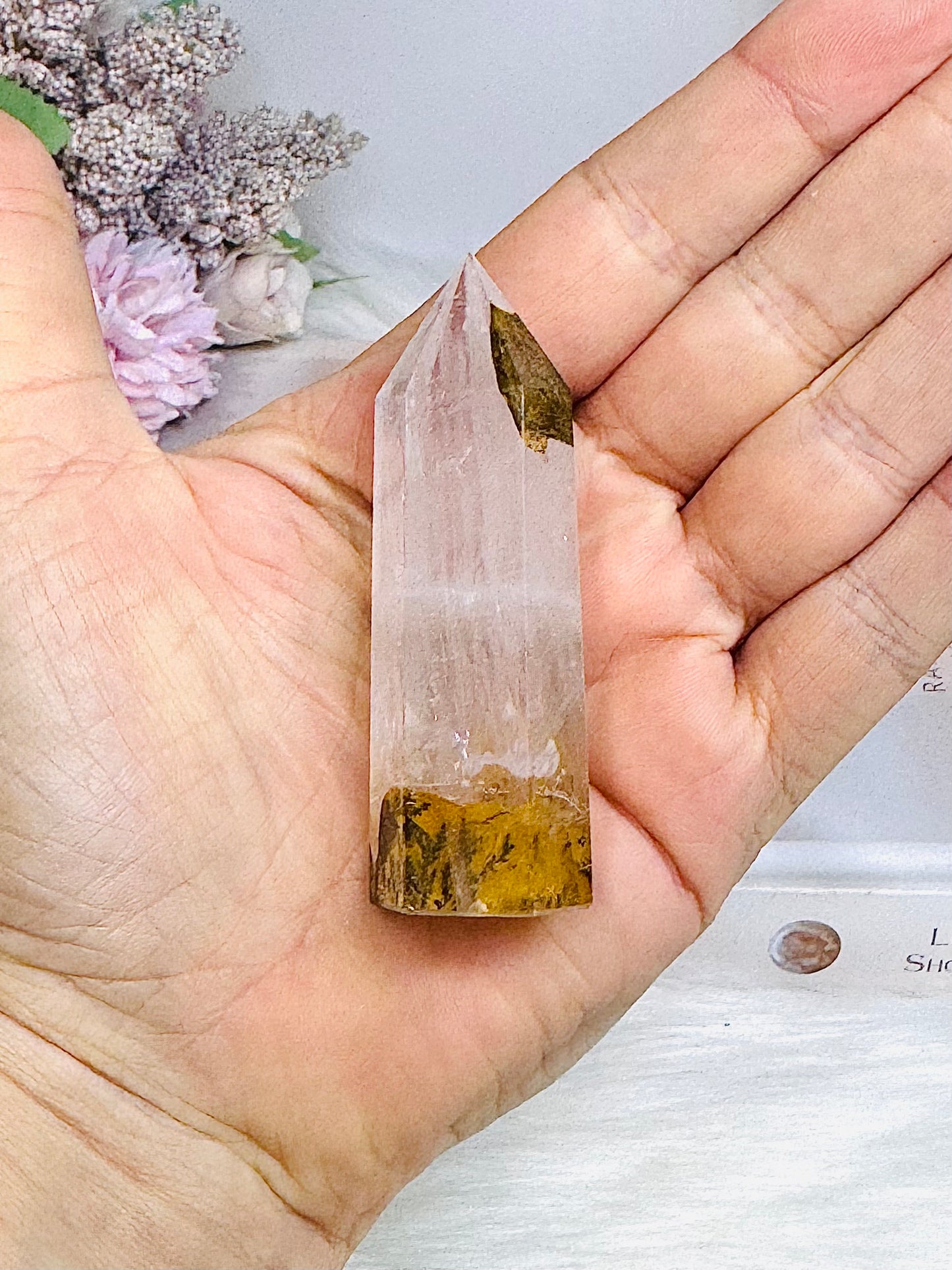 Dentrictic Leaf Rose Quartz Tower 7cm
