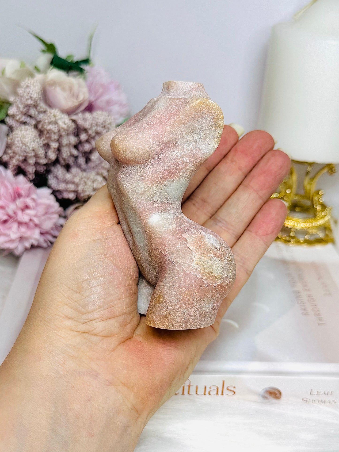 Pink Opal Carved Female Body 318g 10cm