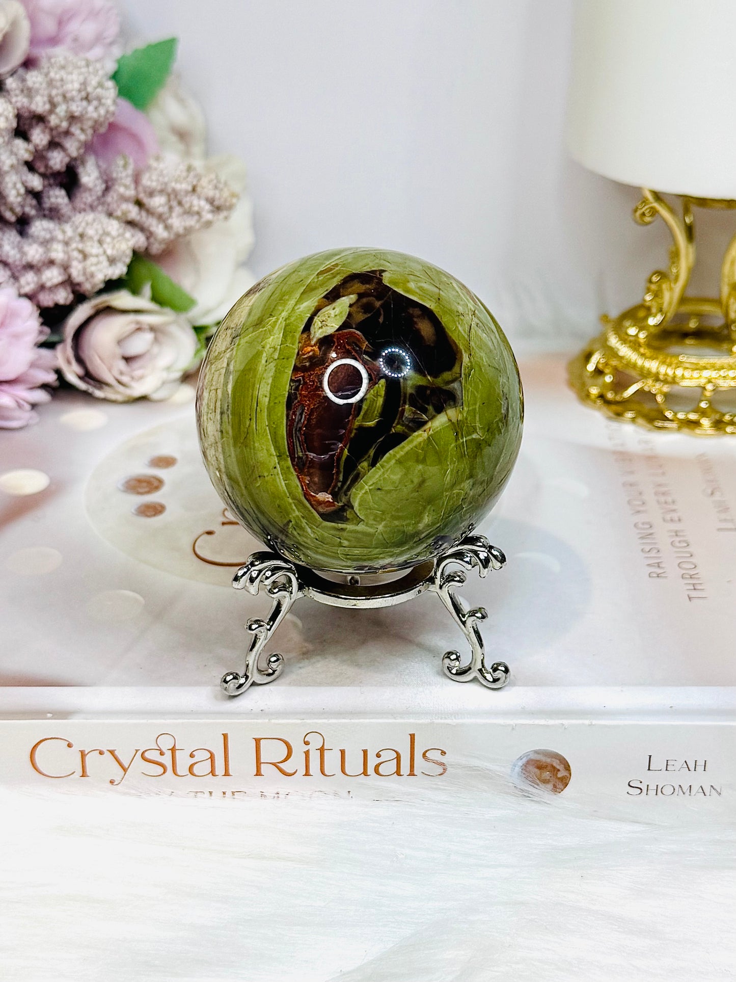 Money Agate Sphere on Stand 278g