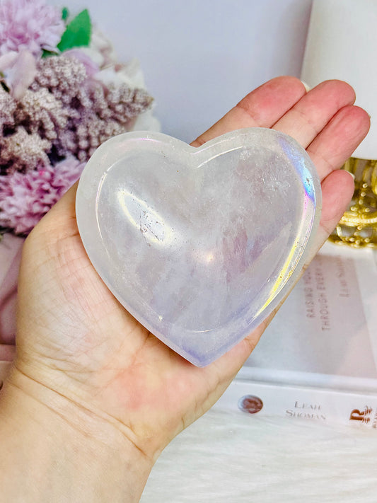 Rose Quartz Angel Aura Heart Bowl 268g