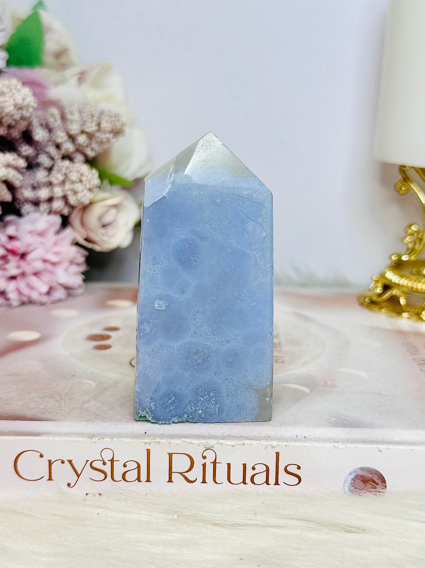 Druzy Blue Lace Agate Tower 8cm