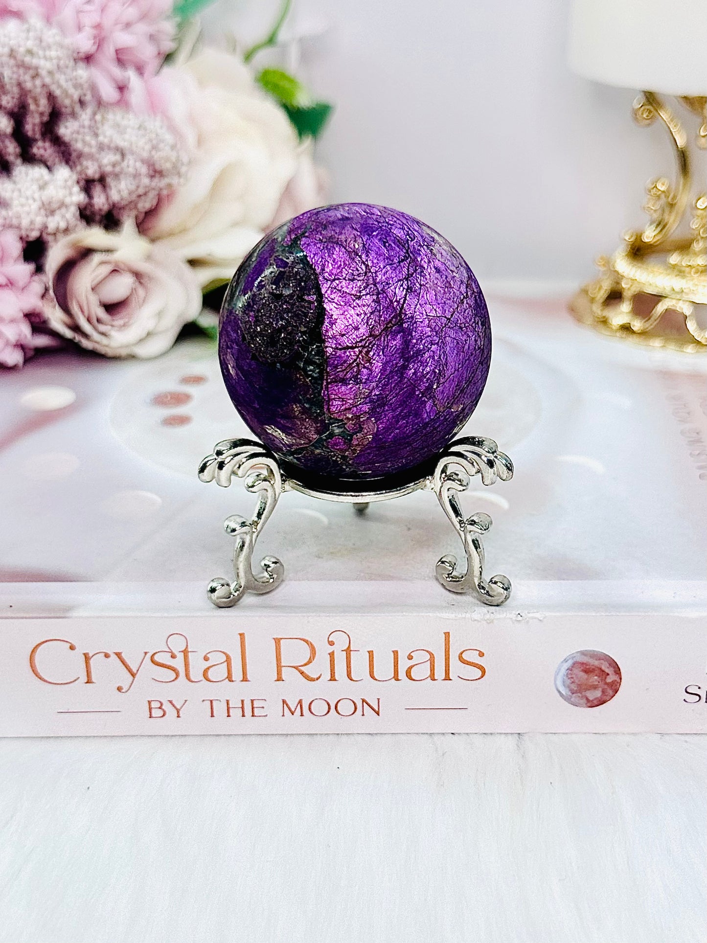 A Rare Stone ~ A Stone Of Freedom ~ Stunning 153gram Purpurite Sphere On Stand