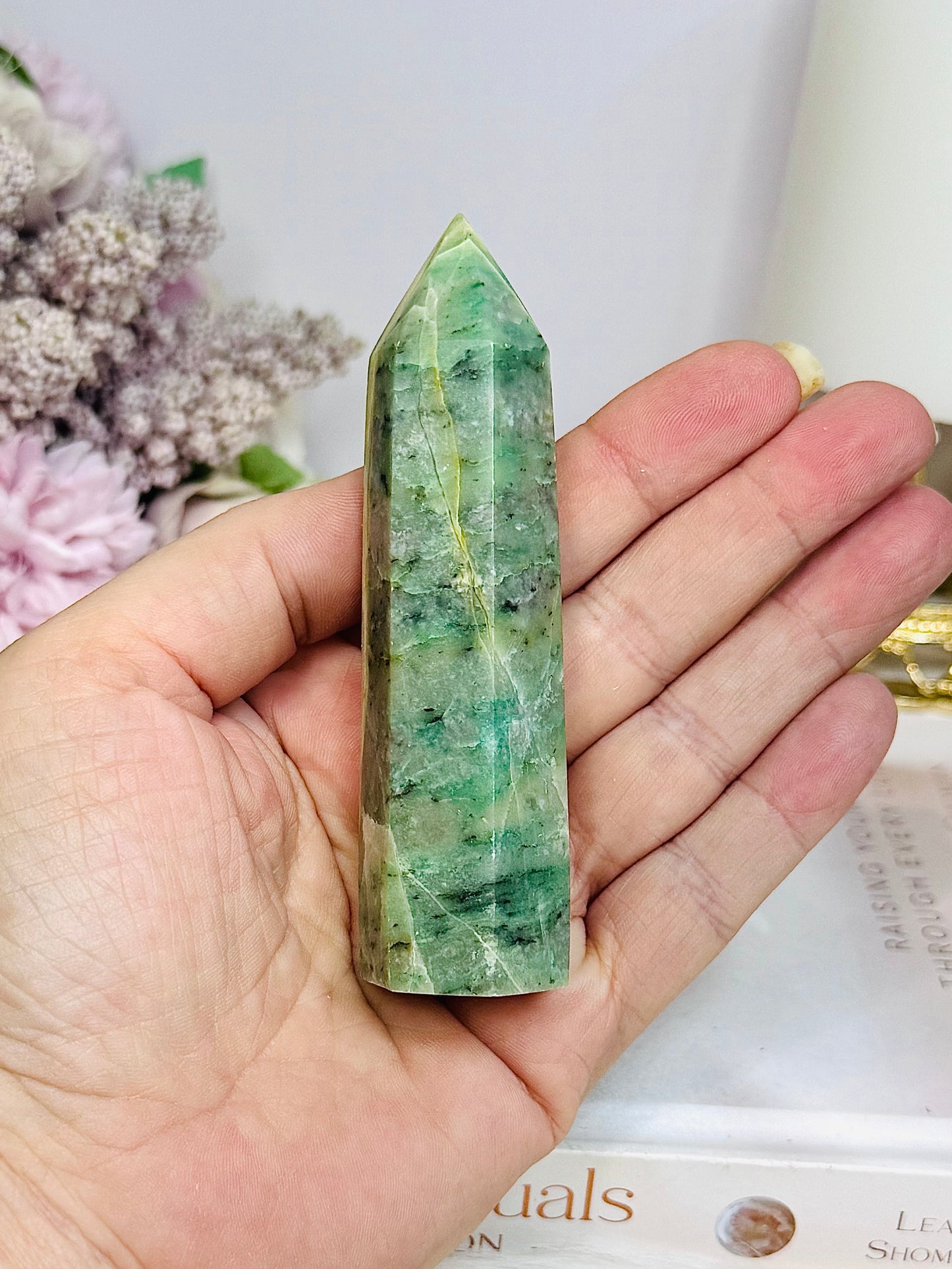 Green Dentrictic Agate Tower 10cm