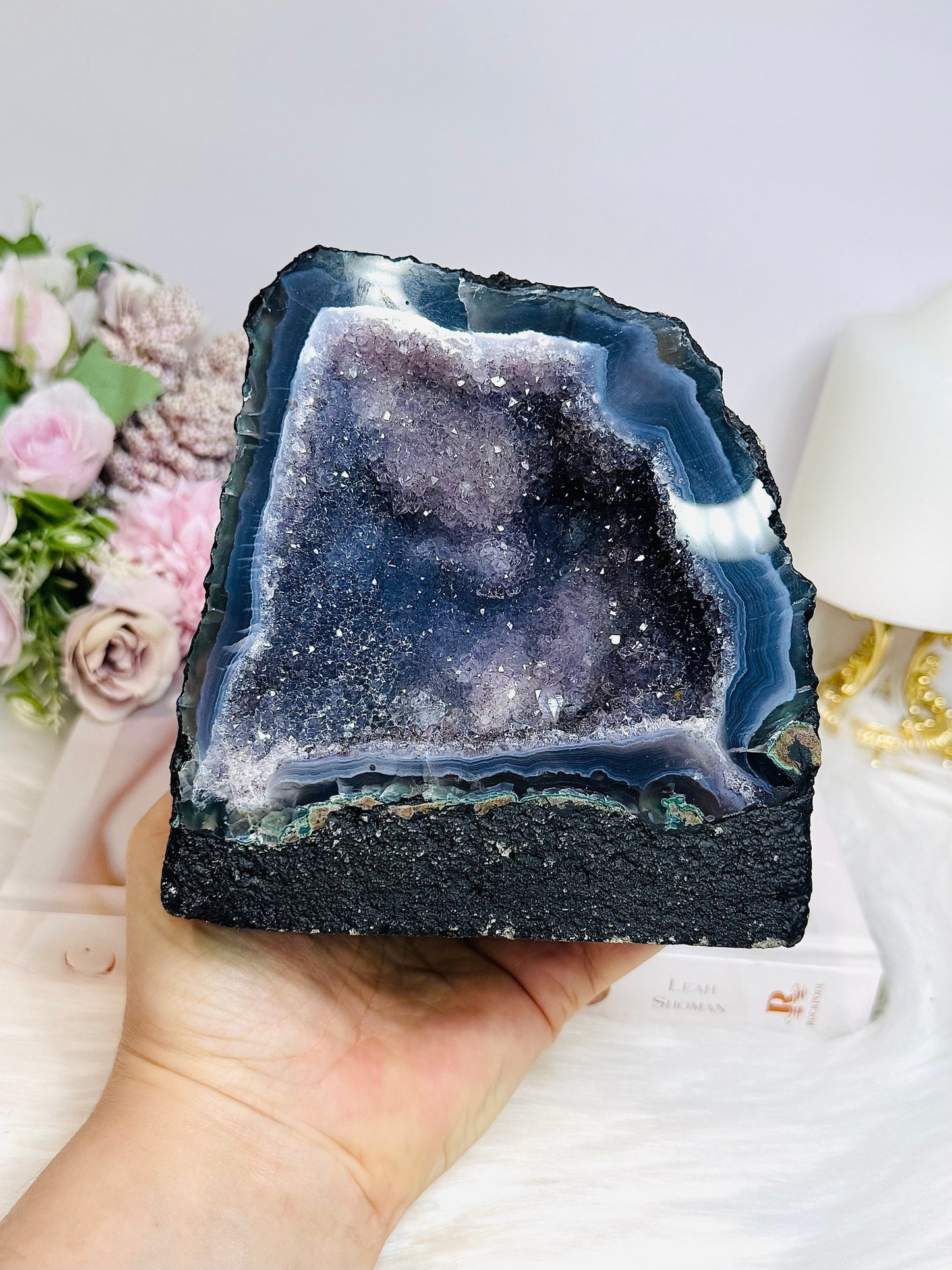 Large Amethyst Agate Druzy Cave 14cm 1.01KG