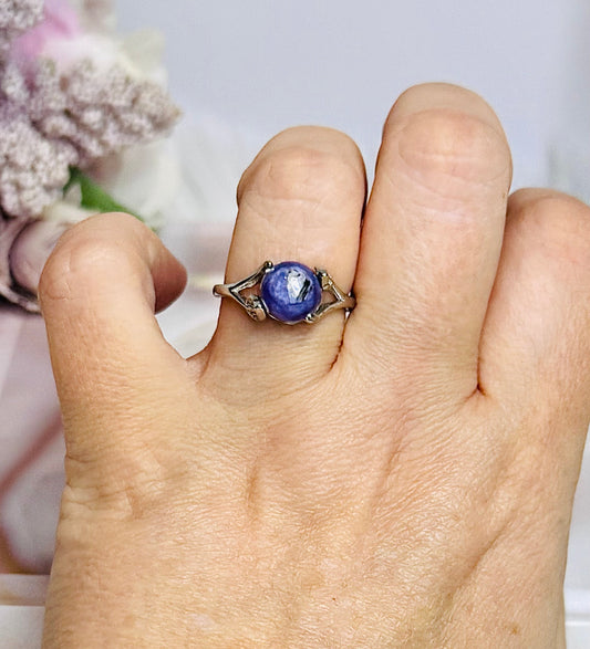 Purple Charoite Adjustable Silver Ring in Gift Bag