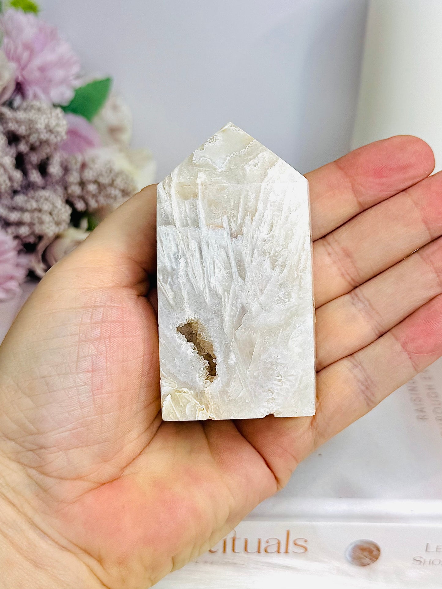 Pink Amethyst Druzy Tower with Rutile 7.5cm