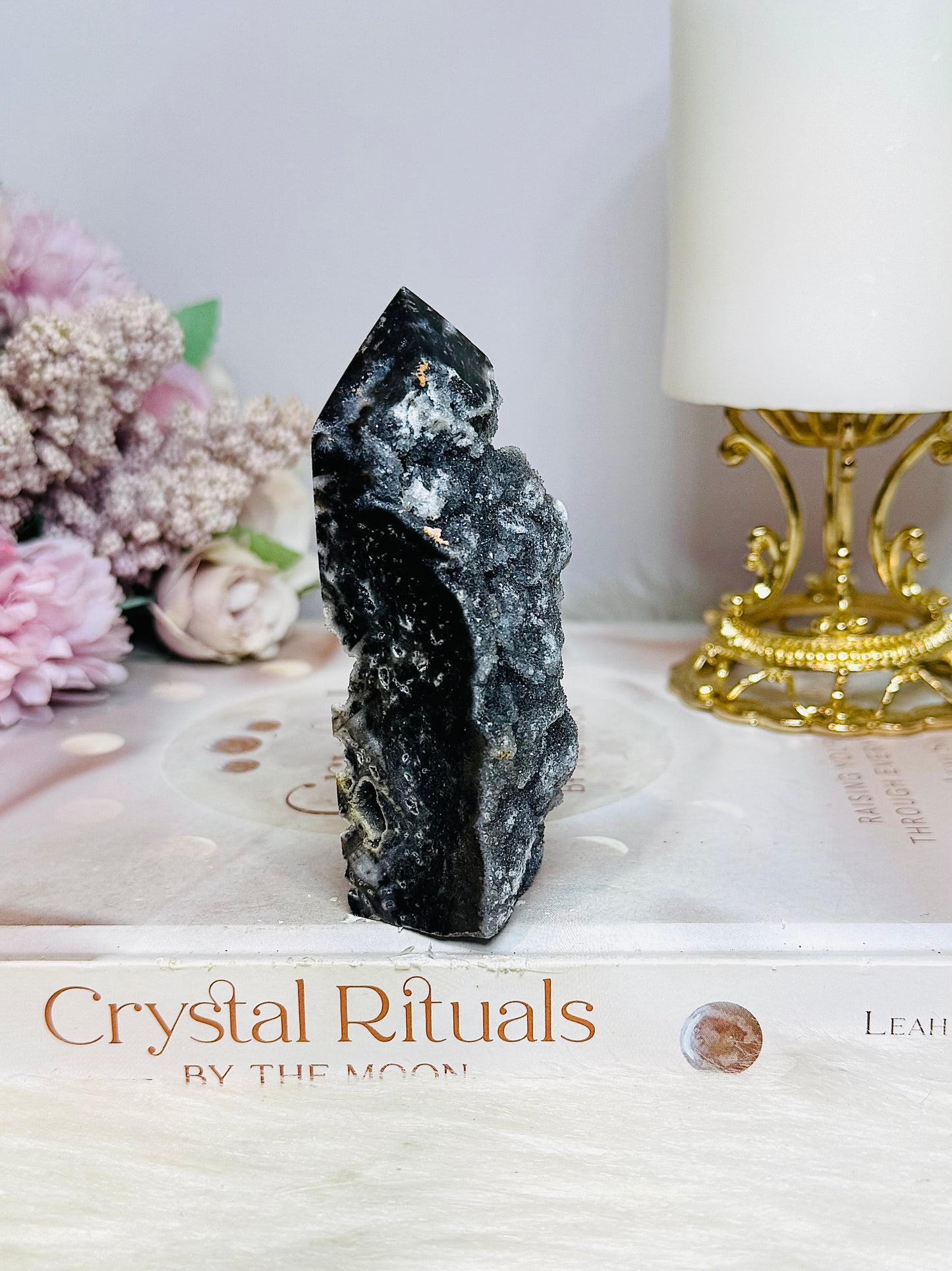 Black Druzy Sphalerite Tower 9cm