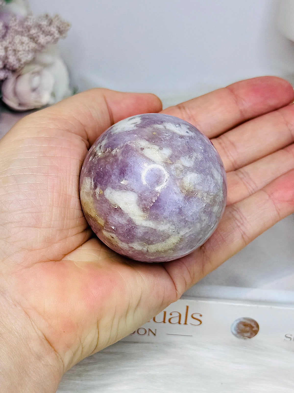 Pink Tourmaline Sphere on Stand 206g