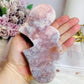 Large Pink Amethyst Druzy Double Hearts On Stand 15cm Long 471g