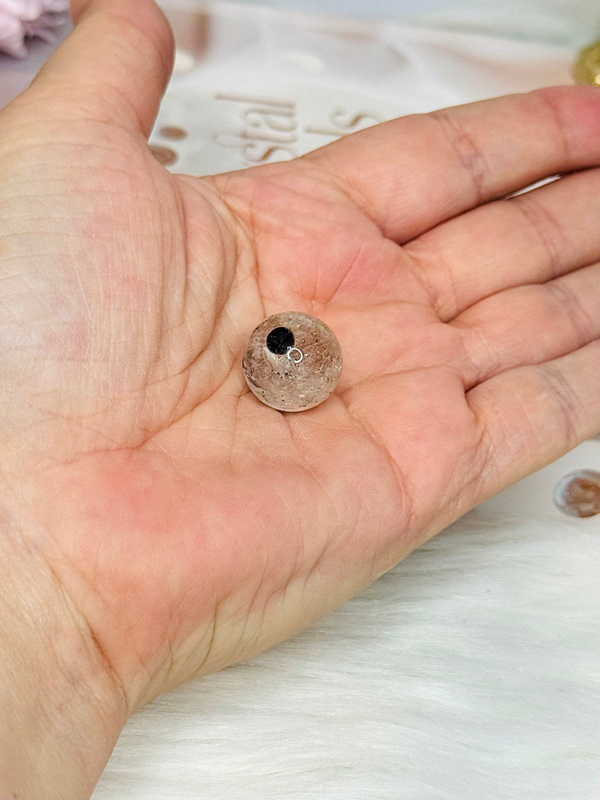 Small Rare Herkimer Diamond Sphere on Stand