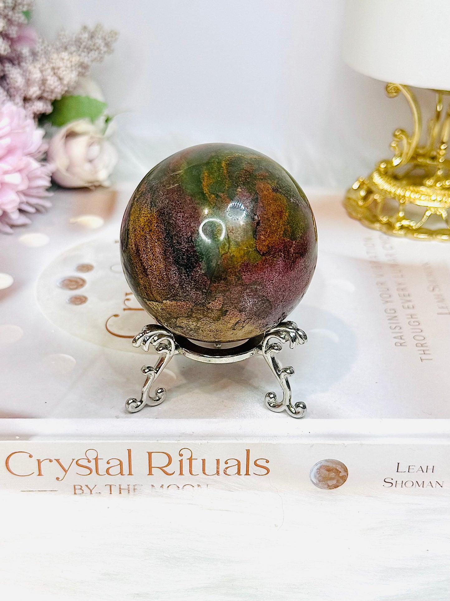 Ocean Jasper Sphere on Stand 246g