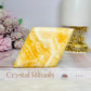 Orange Calcite Diamond Carving On Stand 18cm