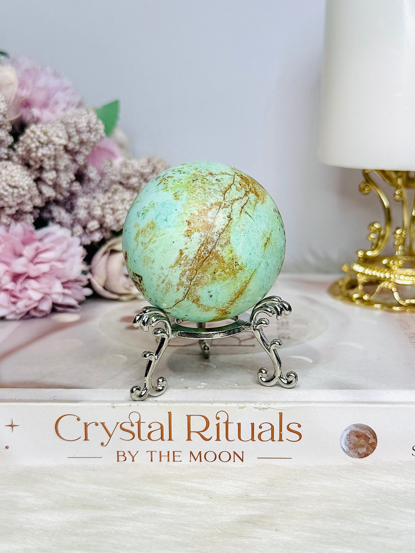 A Rare Stone ~ Genuine Inca Turquoise Sphere On Stand 170g