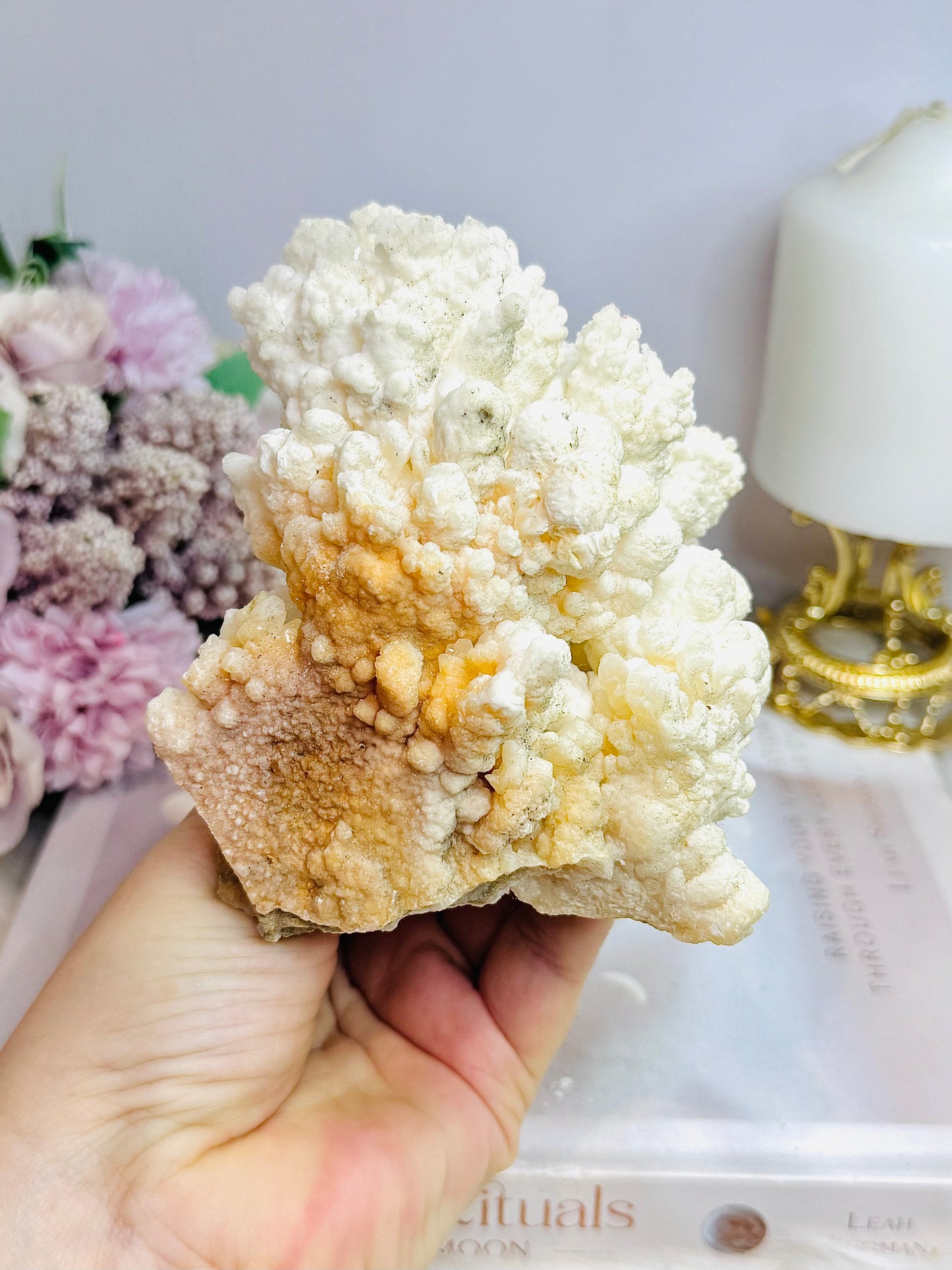 Natural Large White Aragonite | Cave Calcite Cluster Specimen 11cm 587g