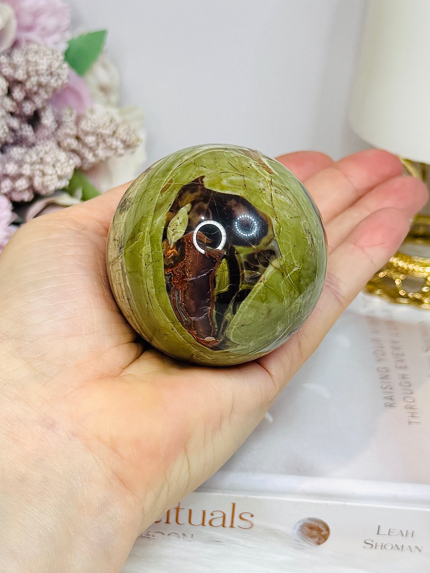 Money Agate Sphere on Stand 278g