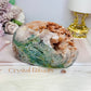 Large Natural Pink Amethyst Base Cut Freeform Cluster with Green Jasper Inclusions 762g
