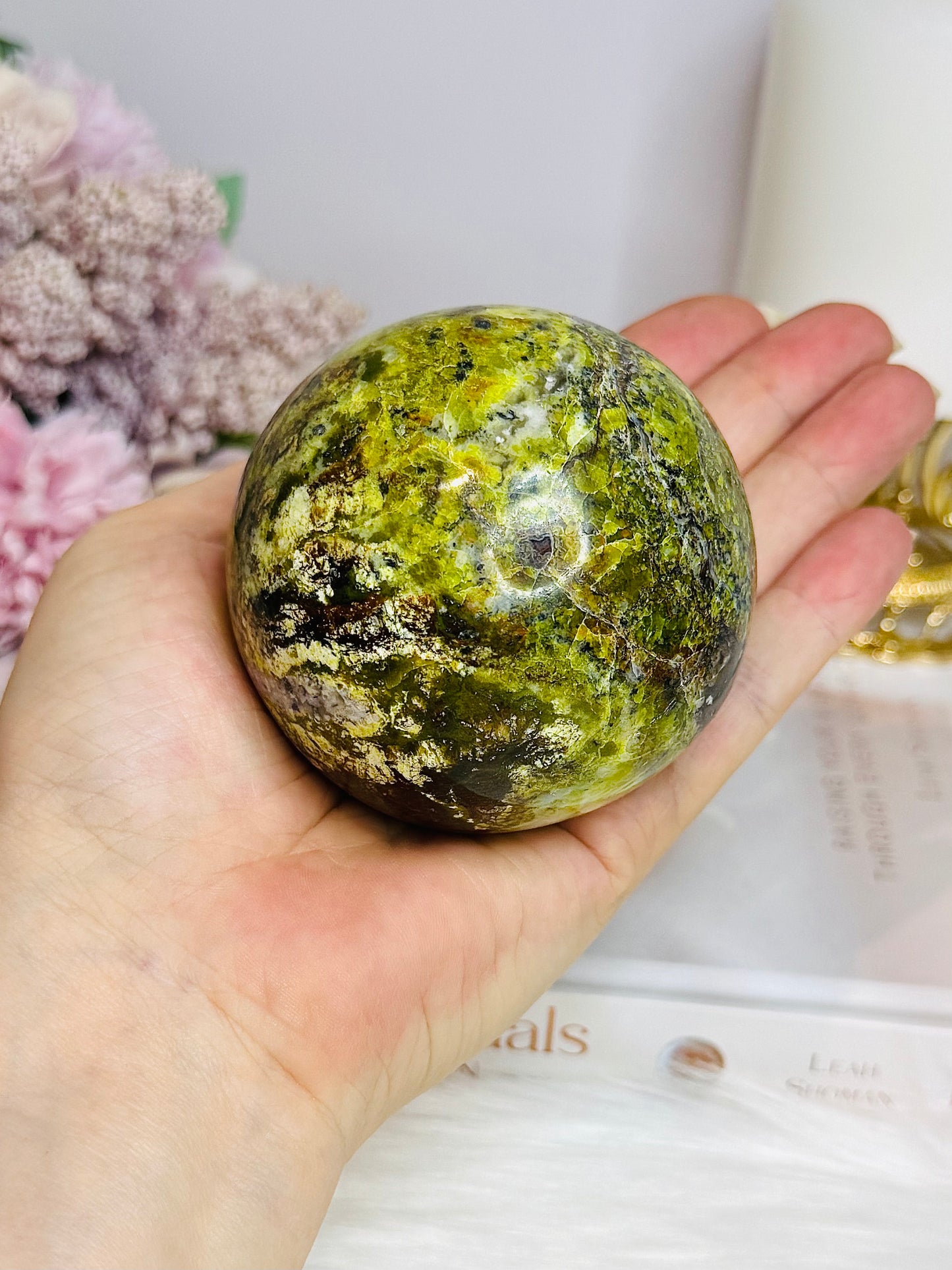 Green Opal Sphere On Stand 401g