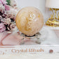 Large Druzy Pink Amethyst Sphere on Stand 403g
