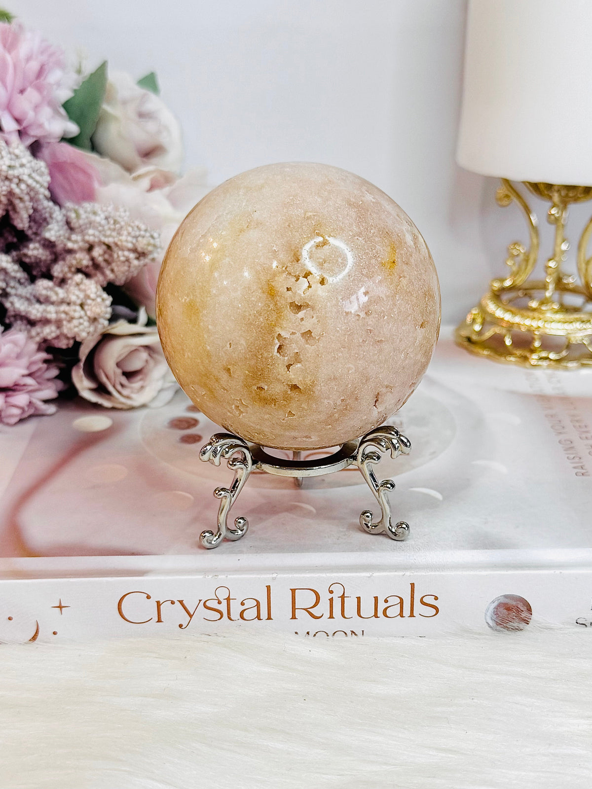 Large Druzy Pink Amethyst Sphere on Stand 403g