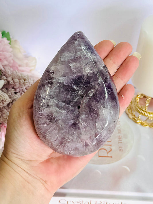 Fabulous Large 618gram Druzy Amethyst Chunky Carved Tear Drop | Flame From Brazil