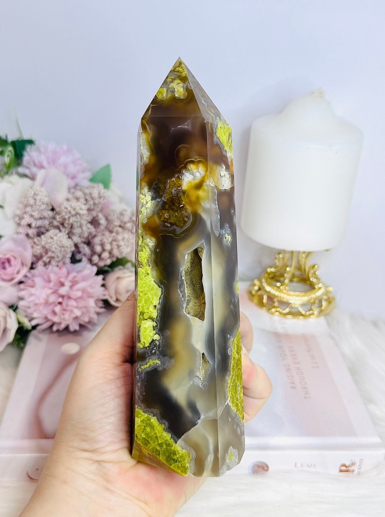 Large Green Opal Druzy Chunky Tower 18cm 668g