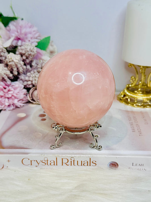 Large Rose Quartz Sphere on Stand 683g