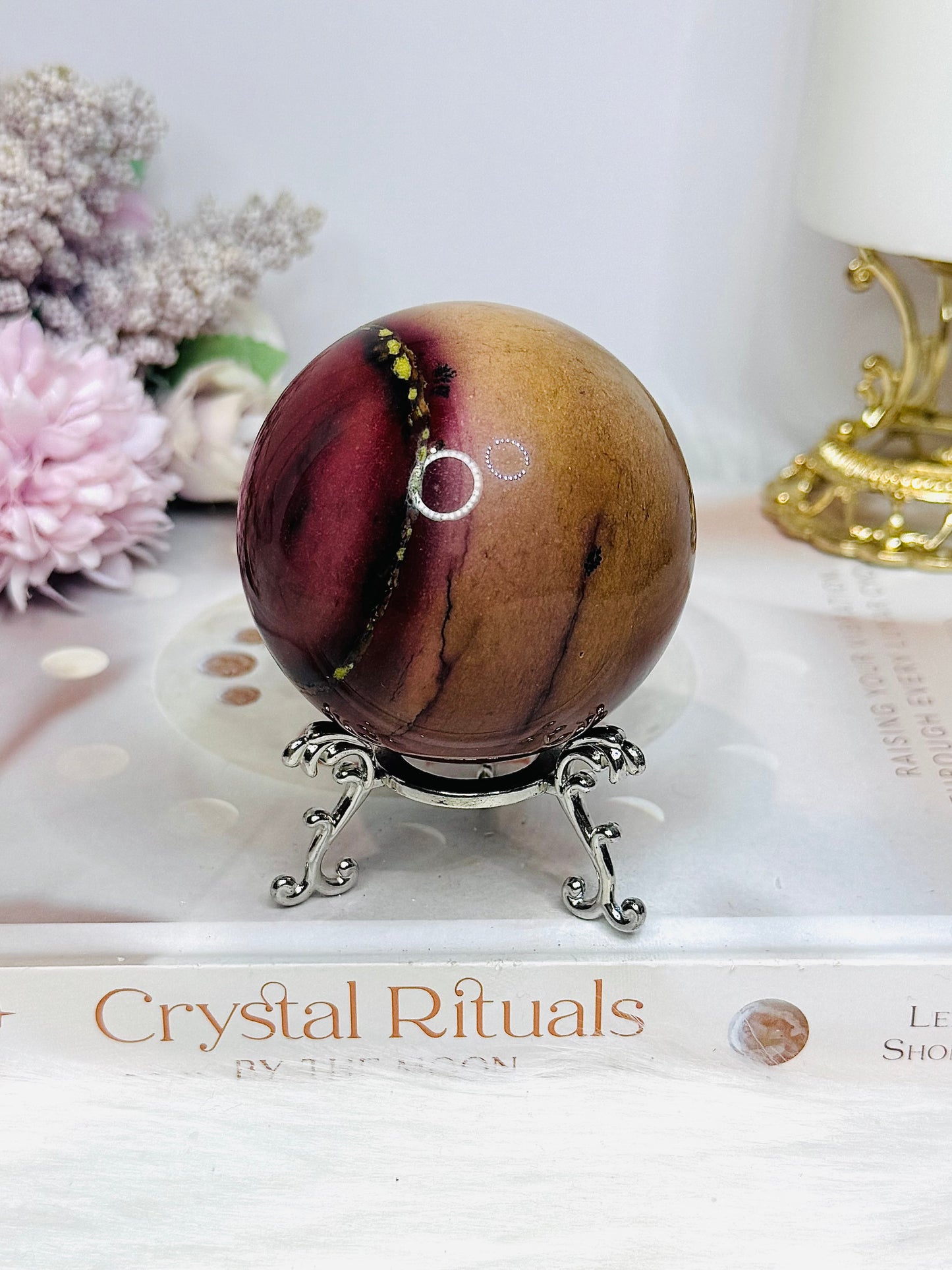 Mookaite Jasper Sphere on Stand 336g