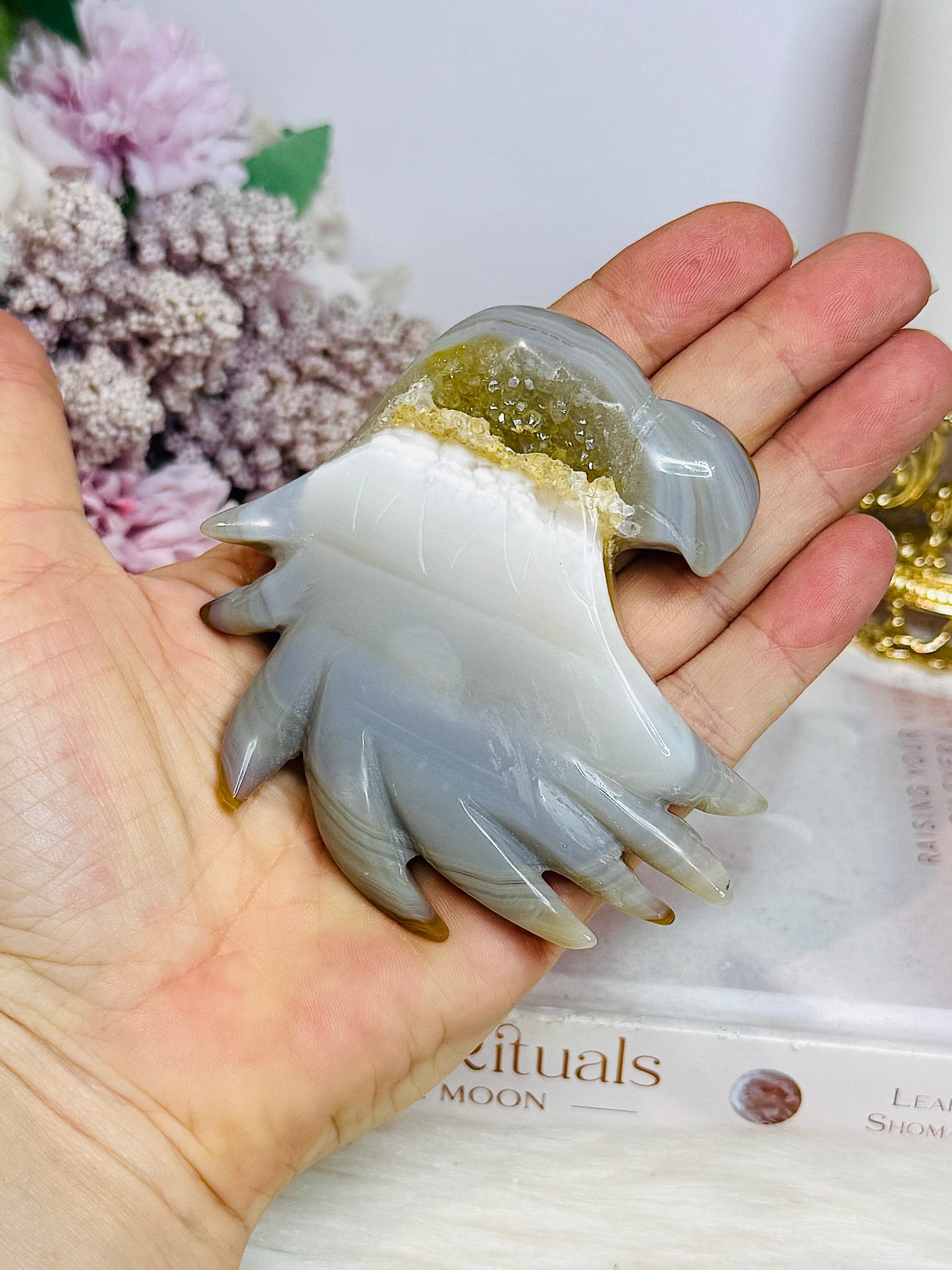 Chunky Druzy Agate Eagle On Stand 9cm