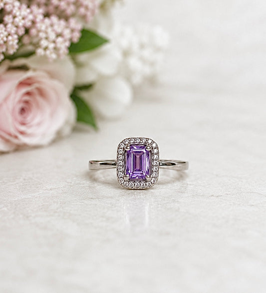 Silver Amethyst Adjustable Ring