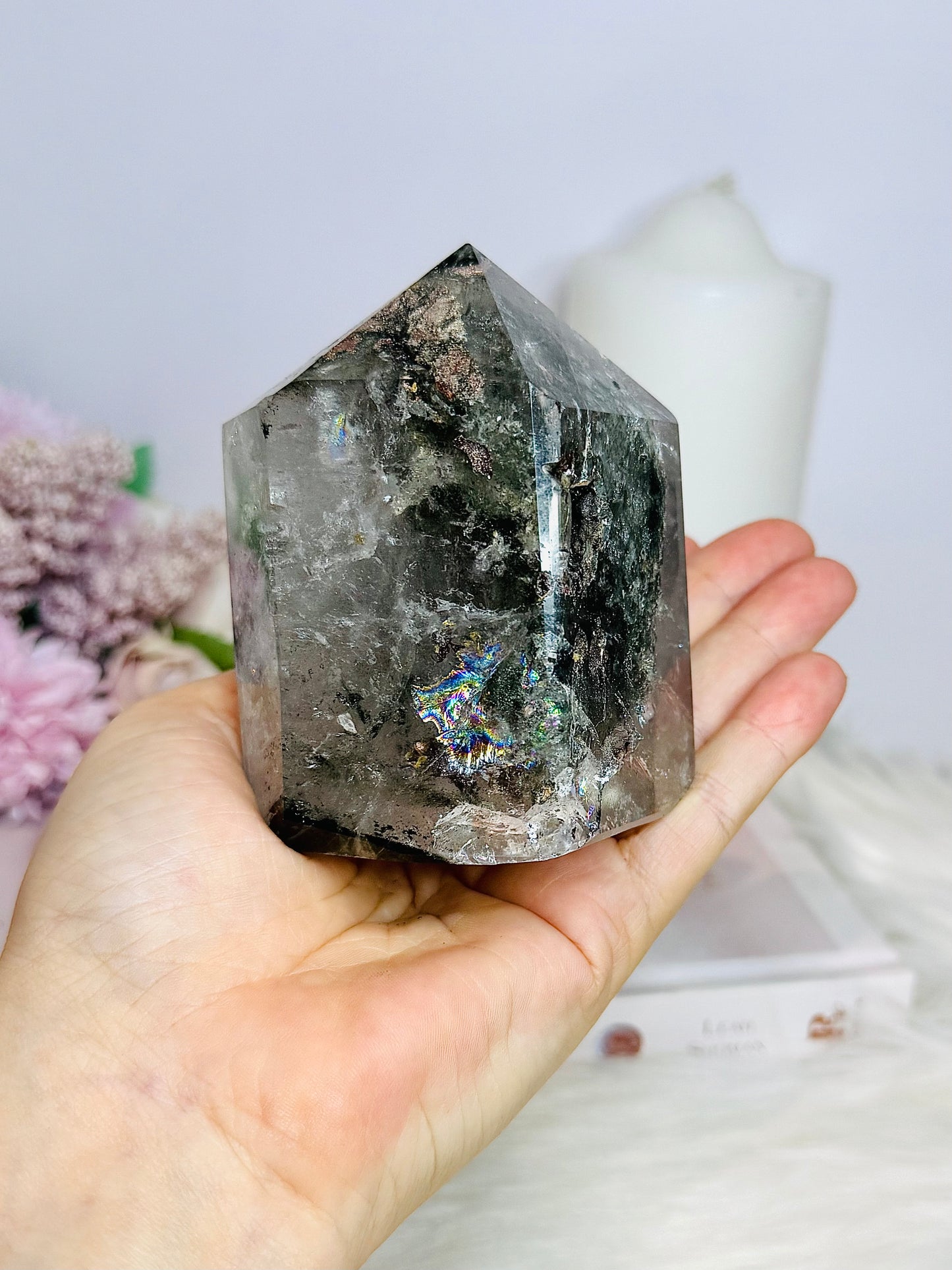 Garden Quartz | Lodolite Chunky Tower with Rainbows 563g