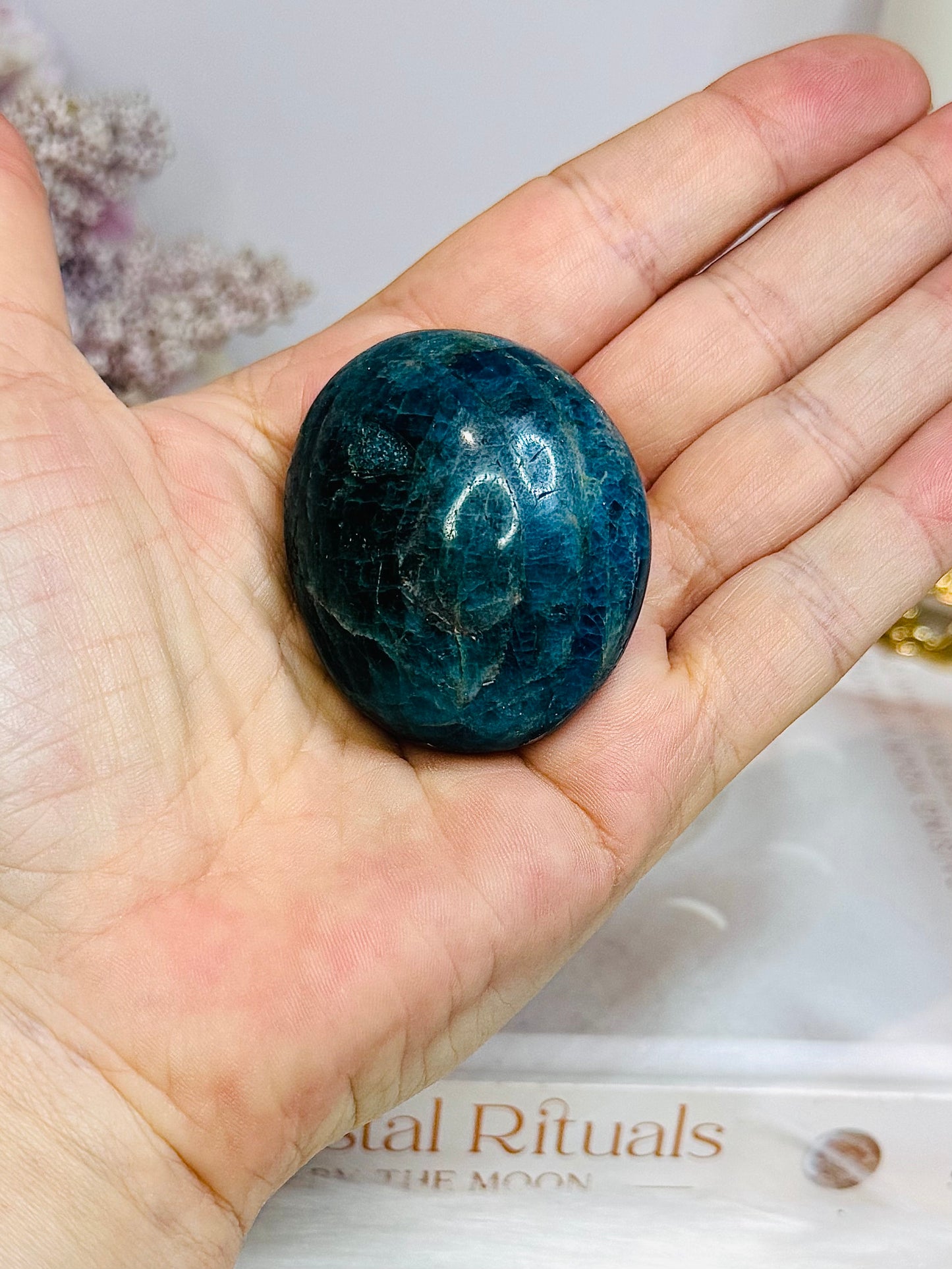 Blue Apatite Palm Stone