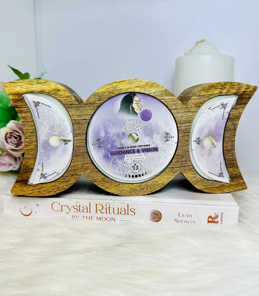 The Crone Triple Moon Sage Candle - Guidance and Vision 22cm x 10cm